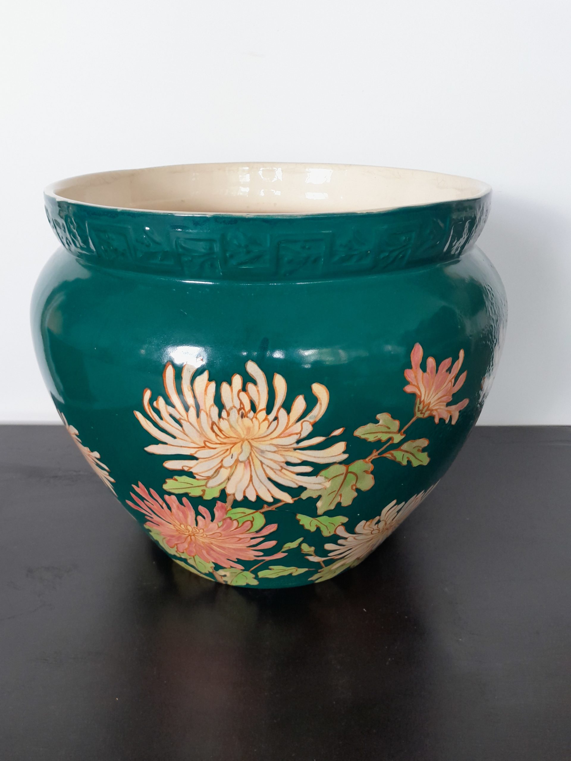 Květník keramika “ secese květy “ výška 32 cm